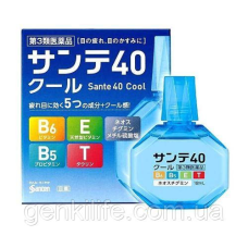 Очні краплі Sante 40 Cool Вікові краплі з вітаміном E, B6 і таурином Японські  / індекс свіжості 4 / 12 мл