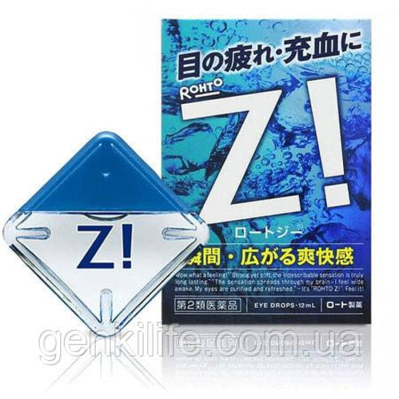 Очні краплі Rohto Z! - потужні освіжаючі краплі з цинком, вітаміном B6 і таурином / Японія / індекс свіжості 8 / 12 мл