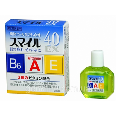 LION Smile 40EX Cool освіжаючі японські очні краплі з вітамінами А, Е і В6 / індекс свіжості 5 / 15 мл