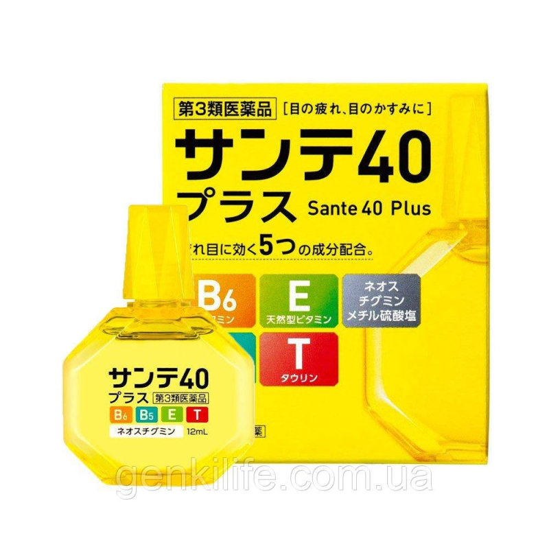 Очні краплі Sante 40 Plus з вітамінами проти вікових змін Японські  / індекс свіжості 3 / 12 мл