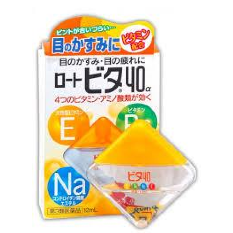Очні краплі ROHTO VITA 40-ALFA з вітамінами для фокусування зору, від почервоніння і втоми Японські /індекс свіжості 3/12 мл